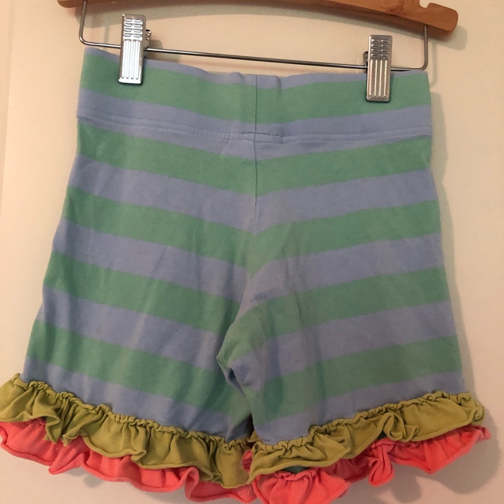GIRLS MATILDA JANE BLUE & GREEN RUFFLE SHORT, 10 - Picture 6 of 7